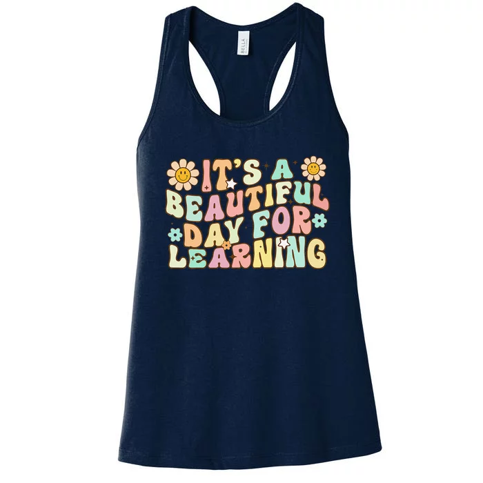 It's Beautiful Day For Learning Retro Teacher Students Women's Racerback Tank