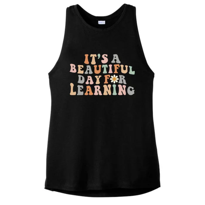 Its Beautiful Day For Learning Retro Teacher Students Women Ladies Tri-Blend Wicking Tank