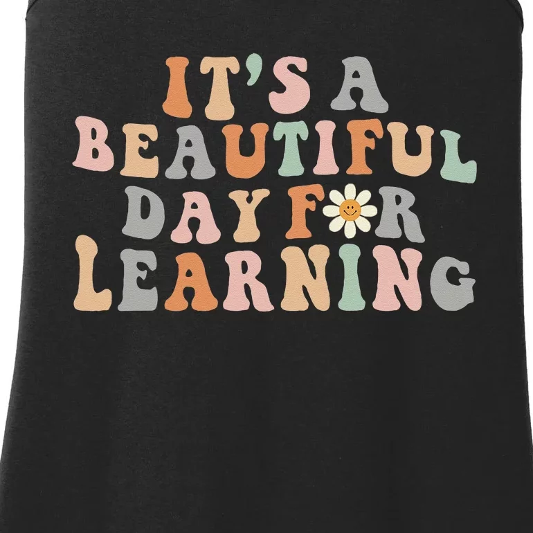 Its Beautiful Day For Learning Retro Teacher Students Women Ladies Essential Tank