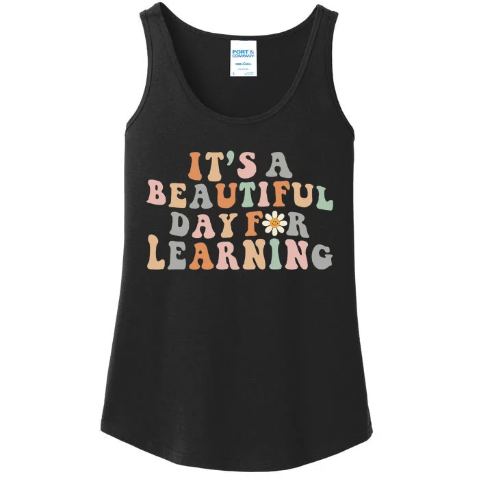 Its Beautiful Day For Learning Retro Teacher Students Women Ladies Essential Tank