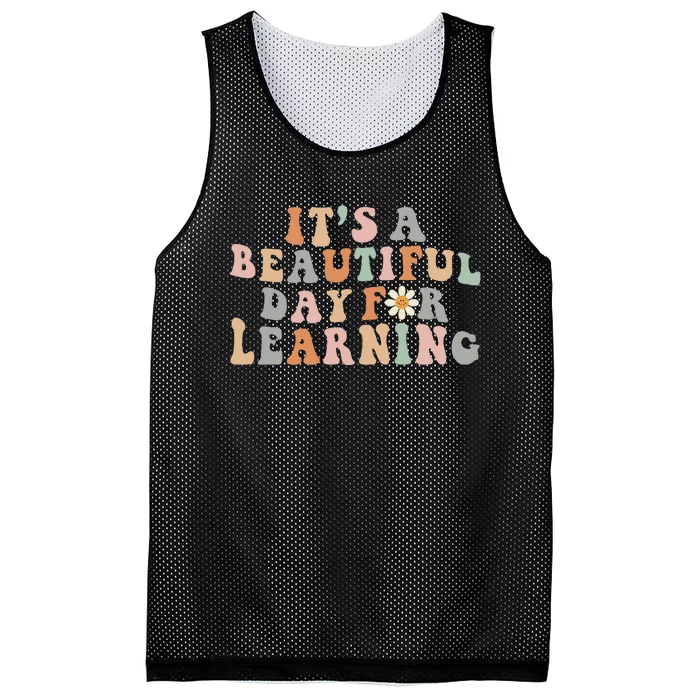 Its Beautiful Day For Learning Retro Teacher Students Women Mesh Reversible Basketball Jersey Tank