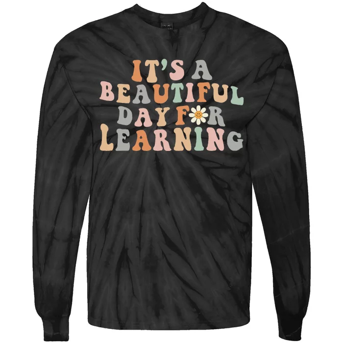 Its Beautiful Day For Learning Retro Teacher Students Women Tie-Dye Long Sleeve Shirt