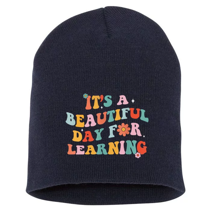 It's Beautiful Day For Learning Retro Teacher Students Women Short Acrylic Beanie