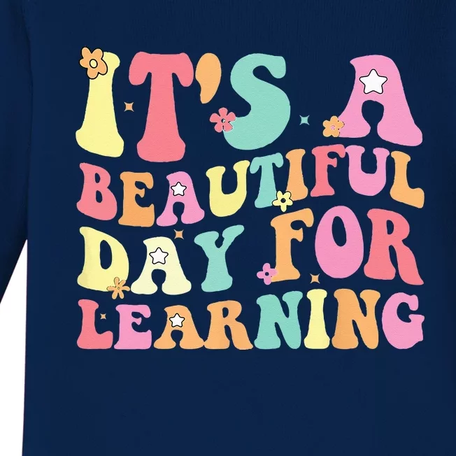 Its Beautiful Day For Learning Retro Teacher Students Baby Long Sleeve Bodysuit