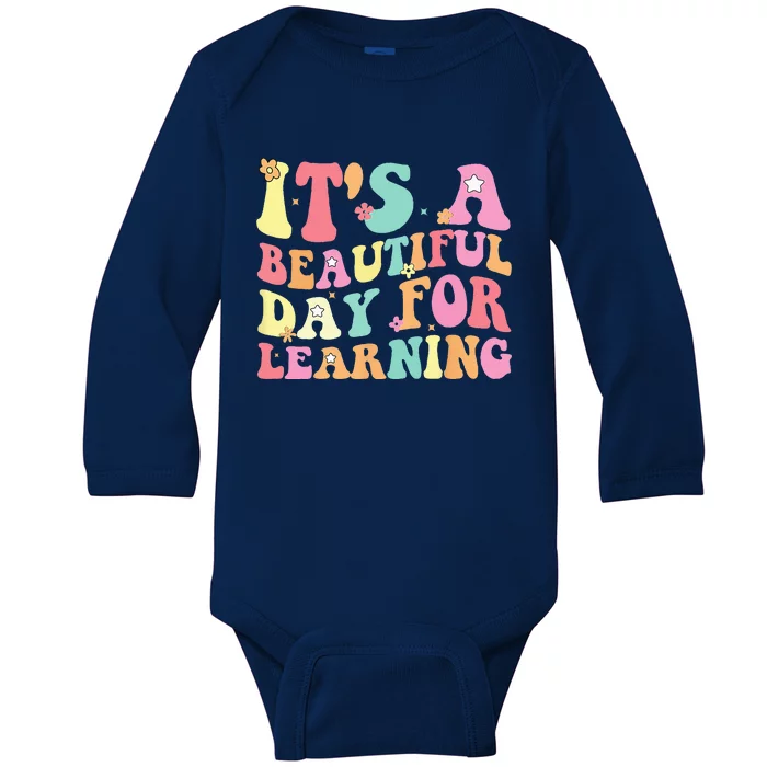 Its Beautiful Day For Learning Retro Teacher Students Baby Long Sleeve Bodysuit