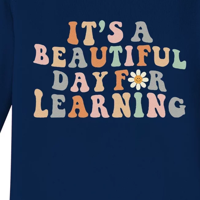 Its Beautiful Day For Learning Retro Teacher Students Baby Long Sleeve Bodysuit