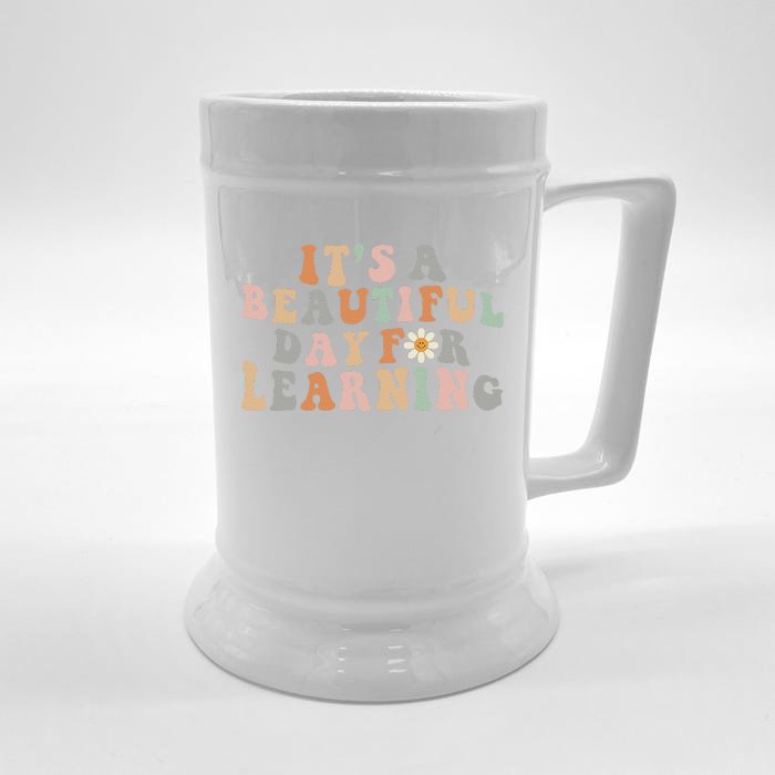 Its Beautiful Day For Learning Retro Teacher Students Front & Back Beer Stein