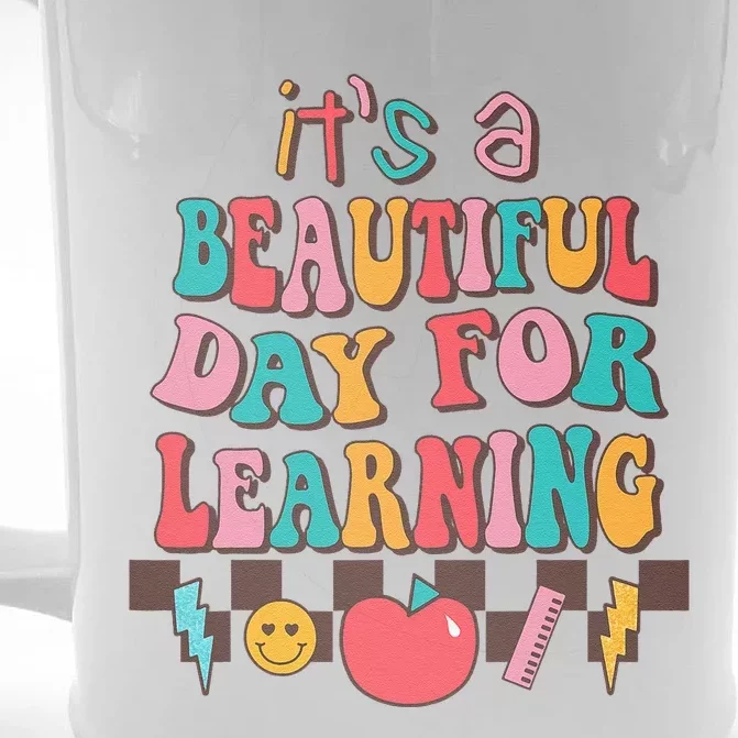 ItS Beautiful Day For Learning Retro Teacher Students Front & Back Beer Stein