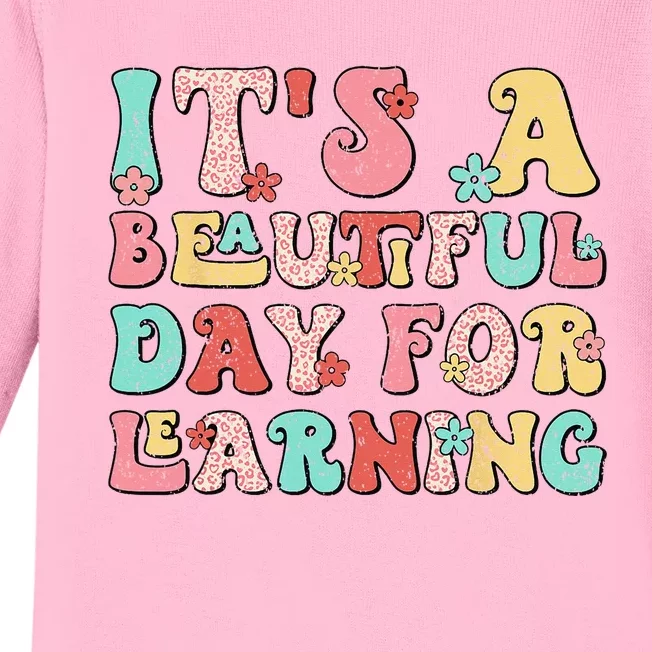 It's Beautiful Day For Learning Retro Teacher Students Wo Baby Long Sleeve Bodysuit