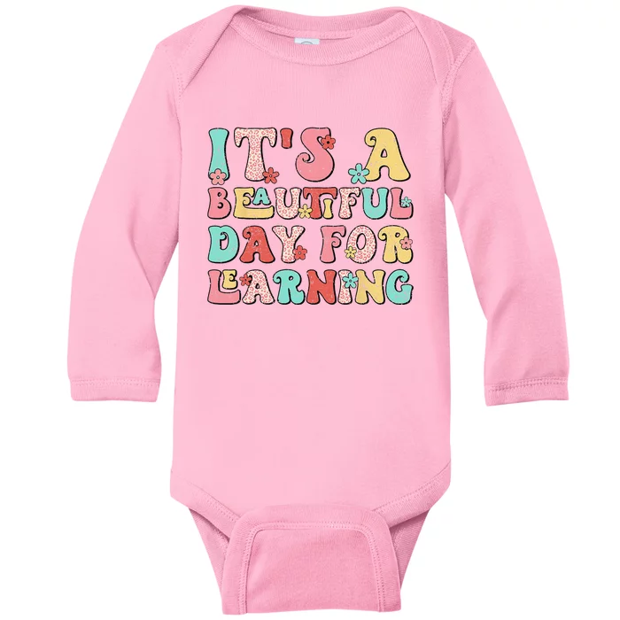 It's Beautiful Day For Learning Retro Teacher Students Wo Baby Long Sleeve Bodysuit