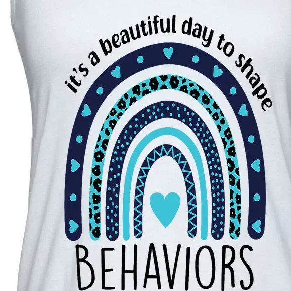 It's Beautiful Day To Shape Behaviors ABA Therapist Rainbow Ladies Essential Flowy Tank