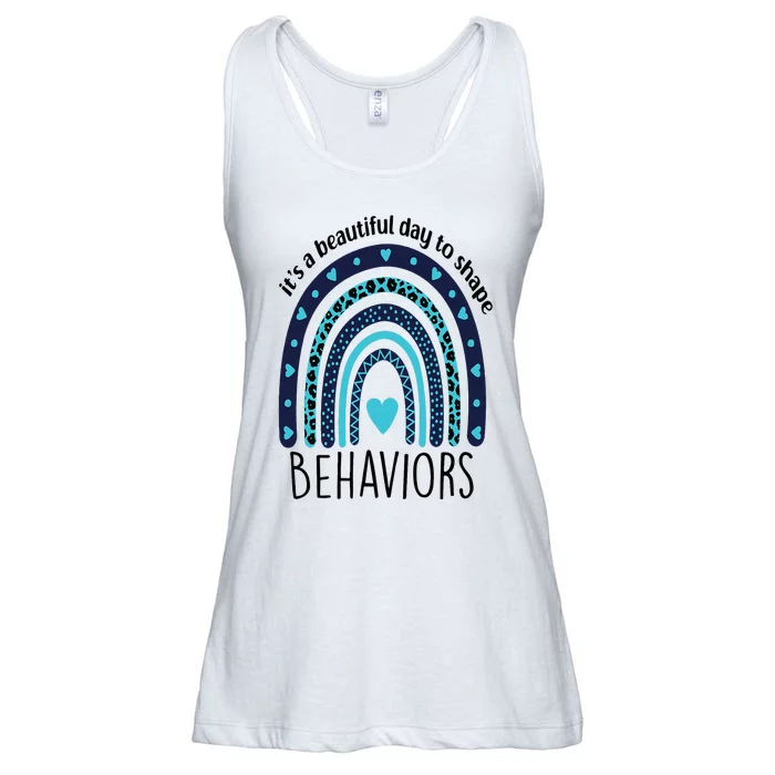 It's Beautiful Day To Shape Behaviors ABA Therapist Rainbow Ladies Essential Flowy Tank