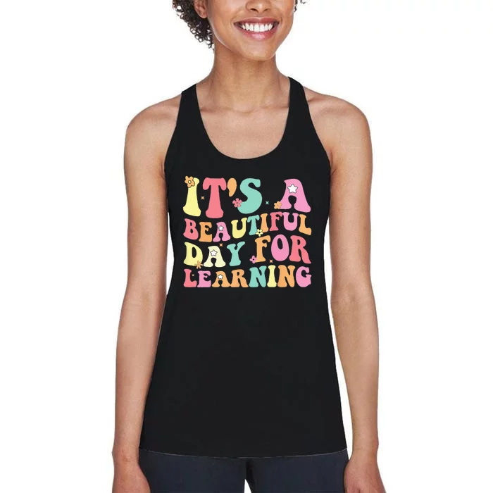 Its Beautiful Day For Learning Retro Teacher Students Women's Racerback Tank