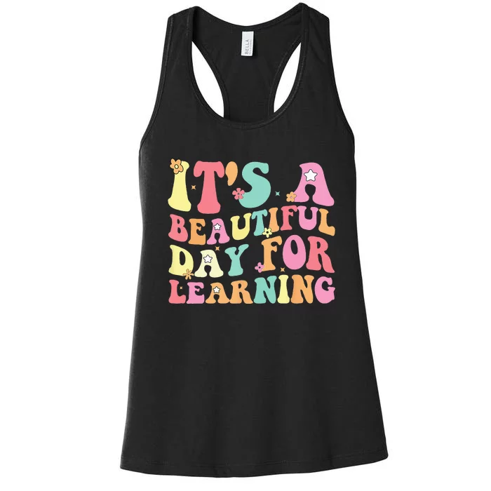 Its Beautiful Day For Learning Retro Teacher Students Women's Racerback Tank