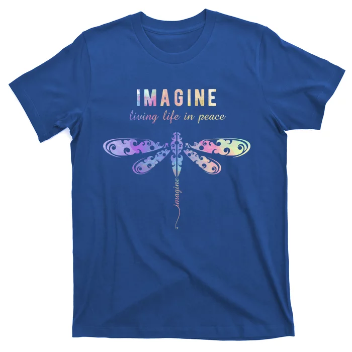 Imagine Boho Dragonfly Tee 60s 70s Retro Groovy Hippy Vibes Funny Gift T-Shirt