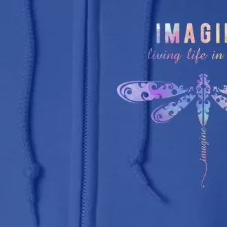 Imagine Boho Dragonfly Tee 60s 70s Retro Groovy Hippy Vibes Funny Gift Full Zip Hoodie