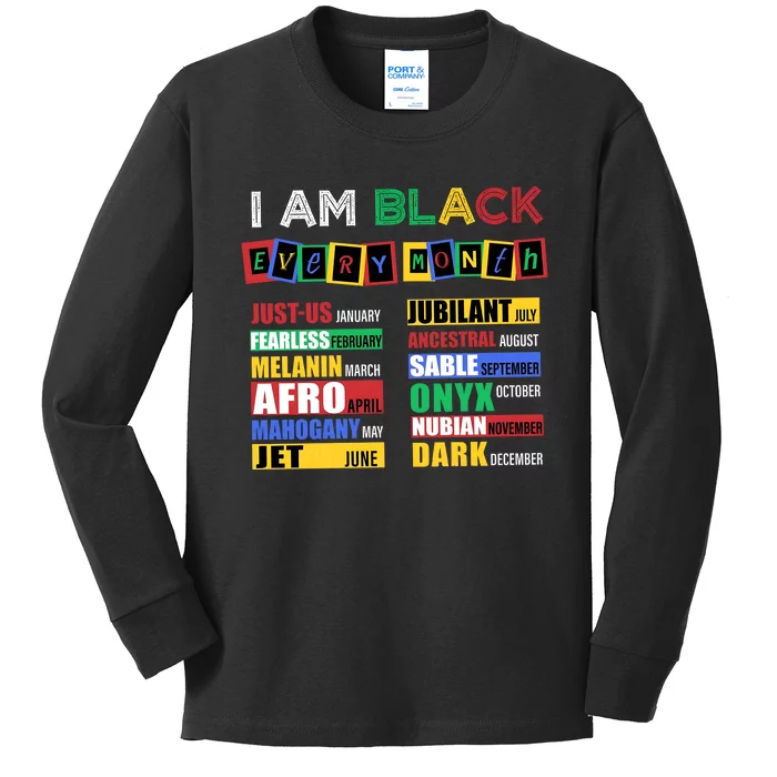 IM Black Every Month Juneteenth Quote Kids Long Sleeve Shirt