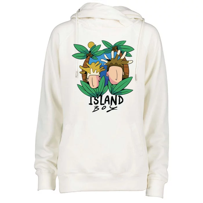 Island Boy Funny Womens Funnel Neck Pullover Hood