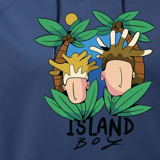 Island Boy Funny Performance Fleece Hoodie