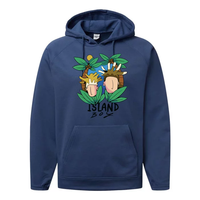 Island Boy Funny Performance Fleece Hoodie