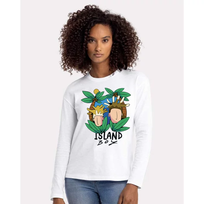 Island Boy Funny Womens Cotton Relaxed Long Sleeve T-Shirt