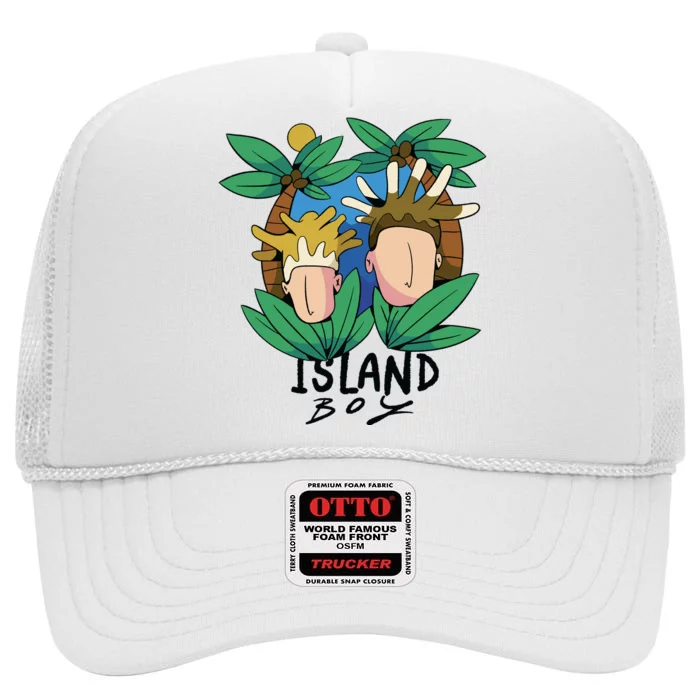 Island Boy Funny High Crown Mesh Trucker Hat