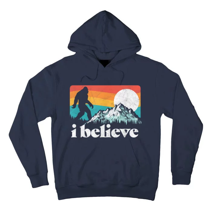 I Believe! Funny Retro Bigfoot Mountains Tall Hoodie