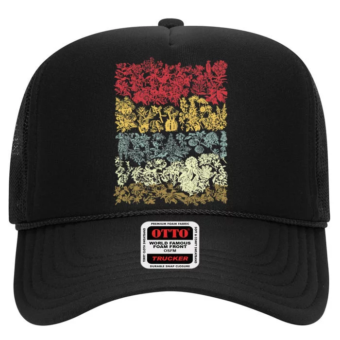 Inspired Beautiful Flower Botanical Floral Chart High Crown Mesh Trucker Hat