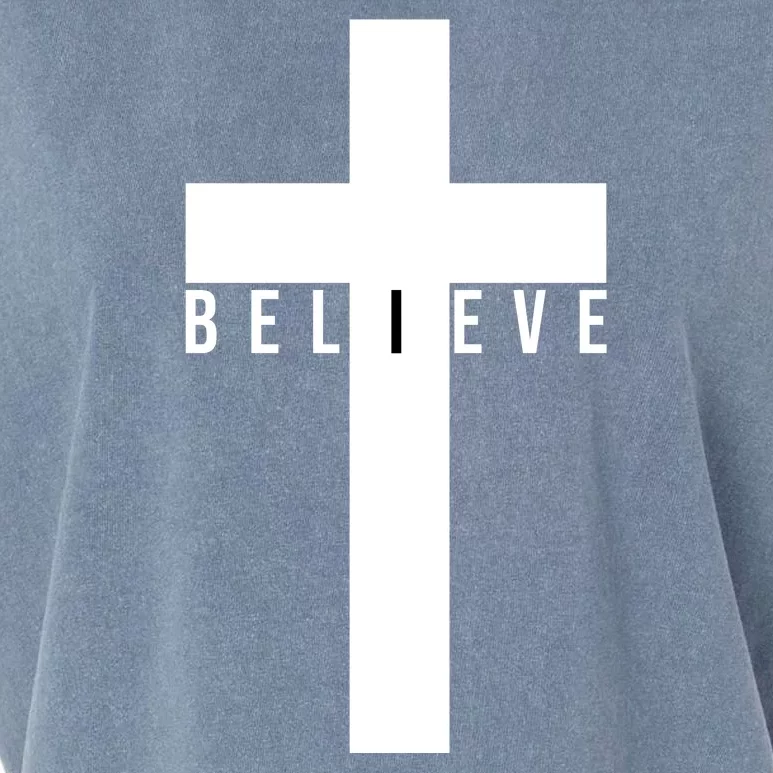 I Believe Faith Christian Cross Garment-Dyed Women's Muscle Tee