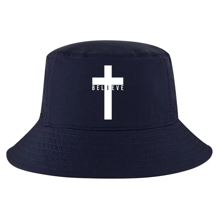 I Believe Faith Christian Cross Cool Comfort Performance Bucket Hat