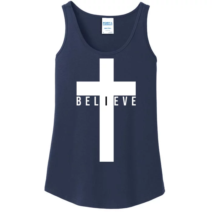 I Believe Faith Christian Cross Ladies Essential Tank