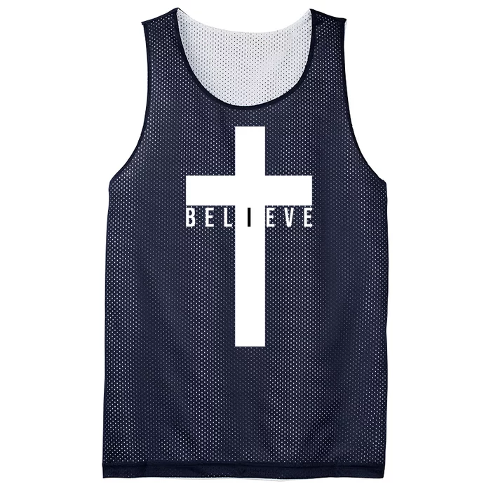 I Believe Faith Christian Cross Mesh Reversible Basketball Jersey Tank