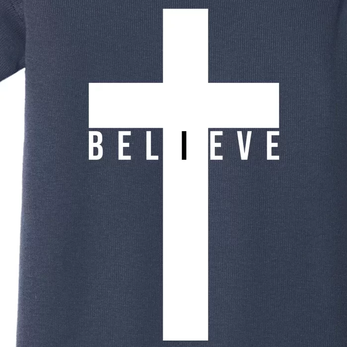 I Believe Faith Christian Cross Baby Bodysuit