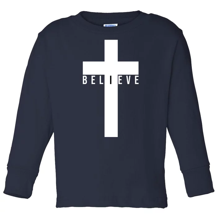 I Believe Faith Christian Cross Toddler Long Sleeve Shirt