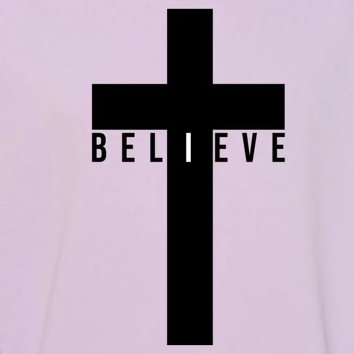 I Believe Faith Christian Cross Garment-Dyed Sweatshirt