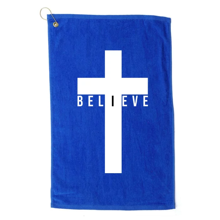 I Believe Faith Christian Cross Platinum Collection Golf Towel