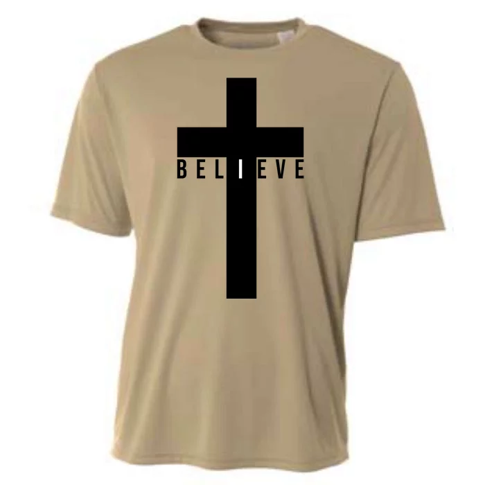 I Believe Faith Christian Cross Cooling Performance Crew T-Shirt