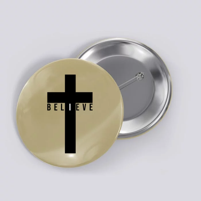 I Believe Faith Christian Cross Button