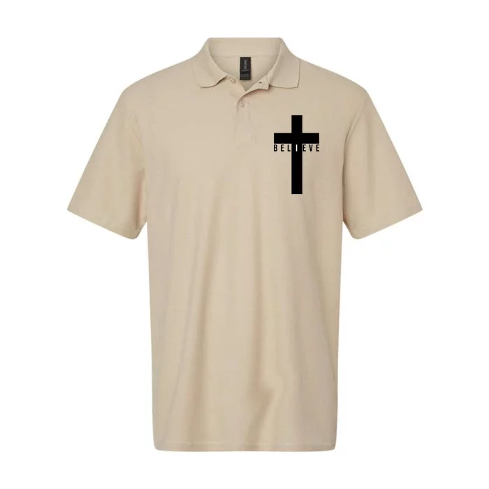 I Believe Faith Christian Cross Softstyle Adult Sport Polo