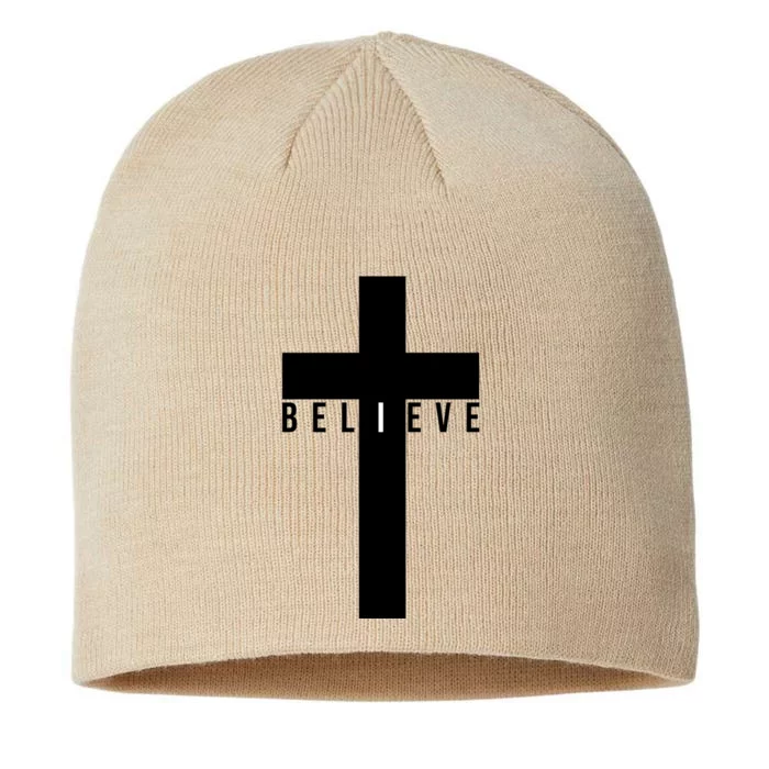 I Believe Faith Christian Cross 8 1/2in Sustainable Knit Beanie