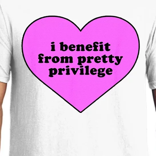 I Benefit From Pretty Privilege Heart In Pink Design Cool Pajama Set