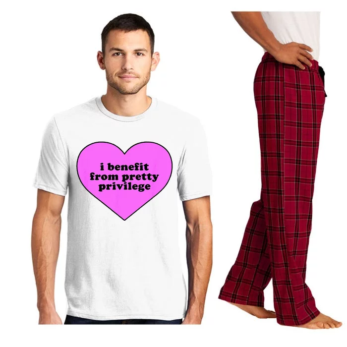 I Benefit From Pretty Privilege Heart In Pink Design Cool Pajama Set