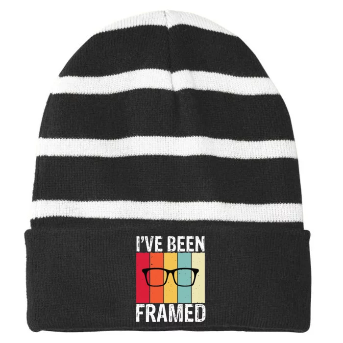 Ive Been Framed Funny Optometrist Optometry Optician Striped Beanie with Solid Band