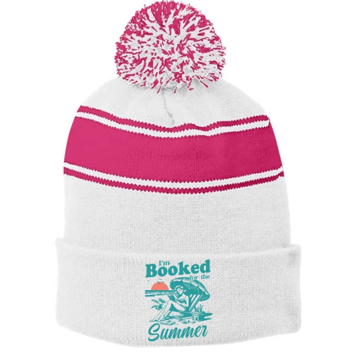 Im Booked For The Summer Book Girl Summer Coquette Stripe Pom Pom Beanie