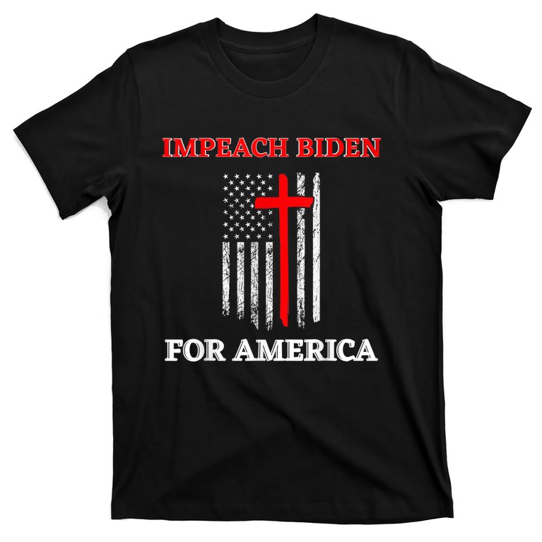 Impeach Biden For America, US Flag Design T-Shirt