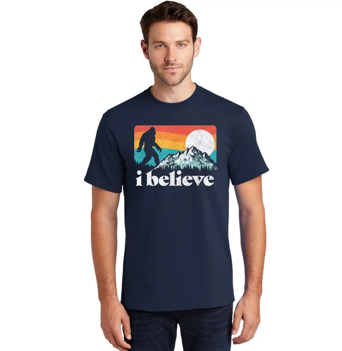 I Believe! Funny Retro Bigfoot Mountains Tall T-Shirt