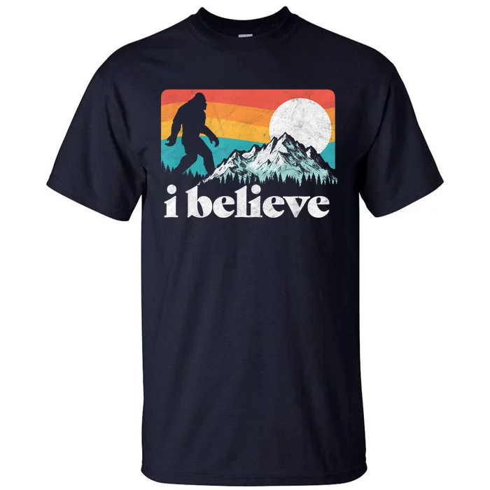 I Believe! Funny Retro Bigfoot Mountains Tall T-Shirt