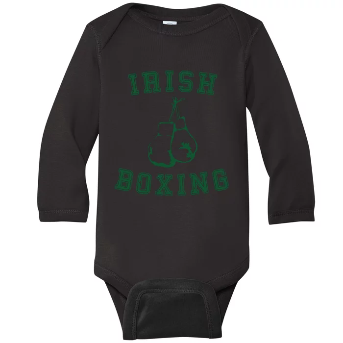 Irish Boxing Green Vintage Distressed Style Baby Long Sleeve Bodysuit