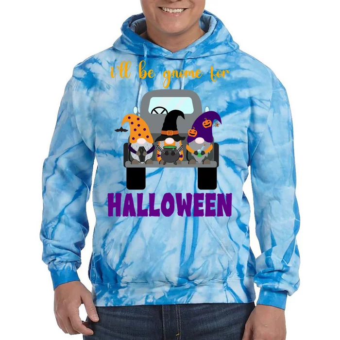 Ill Be Gnome For Halloween Cute Festive Tie Dye Hoodie