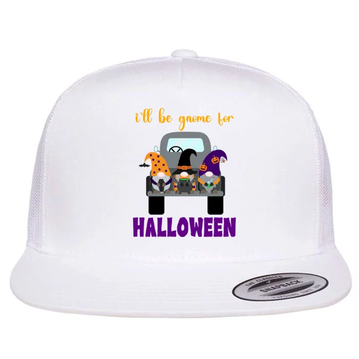 Ill Be Gnome For Halloween Cute Festive Flat Bill Trucker Hat